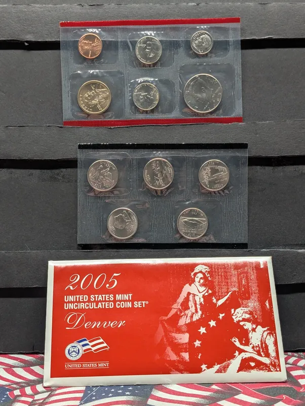 2005-D Only U.S. Mint Uncirculated Coin Set with State Quarters and Sacagawea Dollar In OGP from auction in Greenville, Ohio