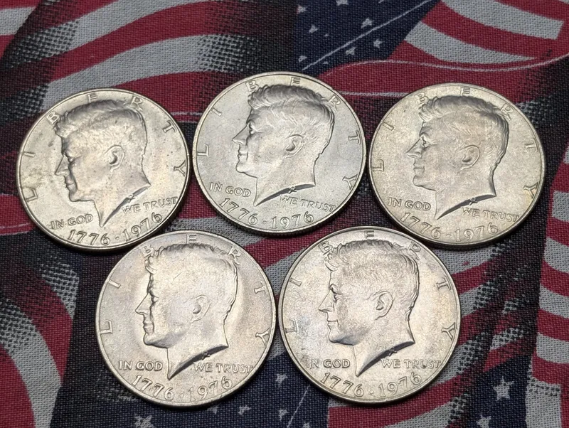 (5) 1976 Bicentennial Kennedy Half Dollars from auction in Greenville, Ohio