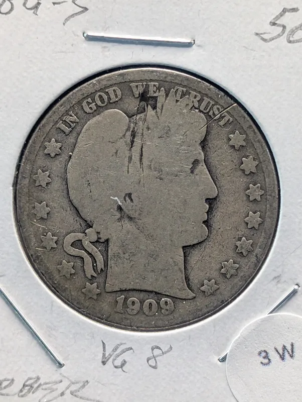 1909-S Barber 90% Silver Half Dollar from auction in Greenville, Ohio