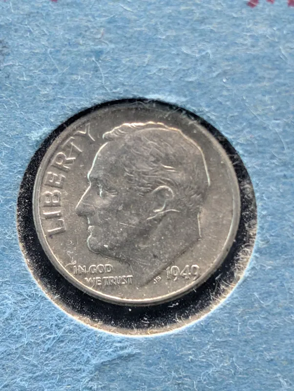 1949 Roosevelt Dime, 90% Silver from auction in Greenville, Ohio