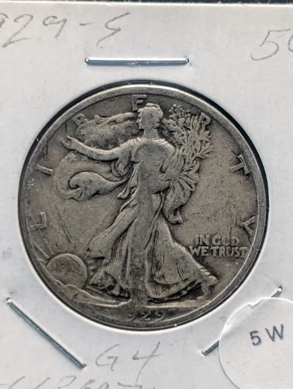 1929-S Walking Liberty 90% Silver Half Dollar from auction in Greenville, Ohio