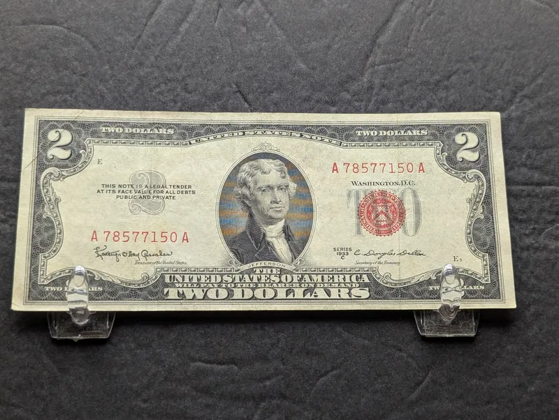 1953 C Series $2 Red Seal Banknote from auction in Greenville, Ohio