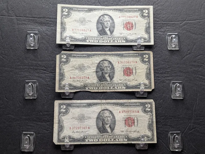 (2) 1953 & (1) 1953 C Series $2.00 RED SEAL Banknotes from auction in Greenville, Ohio