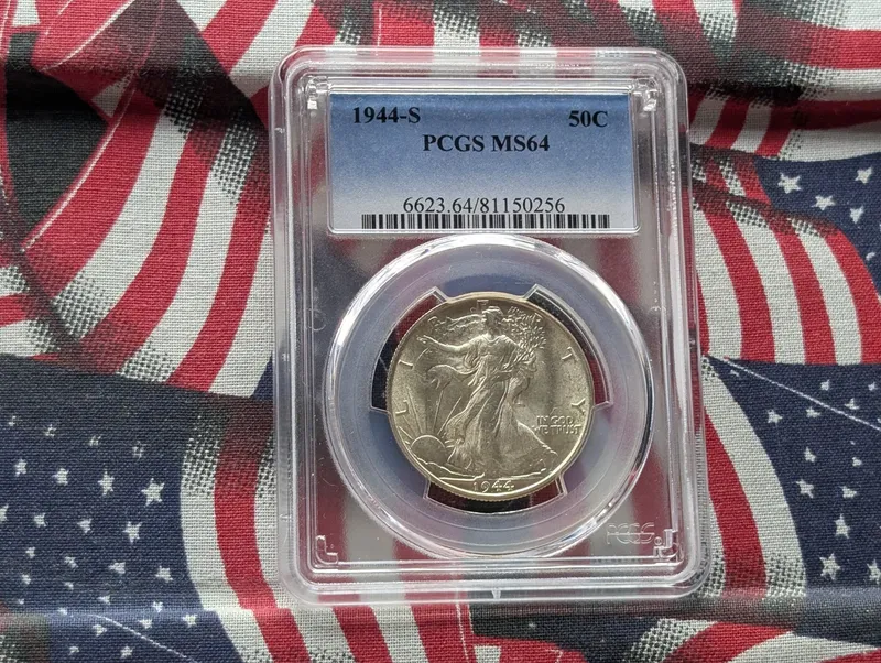 1944-S Walking Liberty 90% Silver Half Dollar PCGS MS64 from auction in Greenville, Ohio