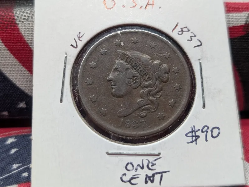1837 Matron Liberty Head Large Cent - 189 Years Old! from auction in Greenville, Ohio