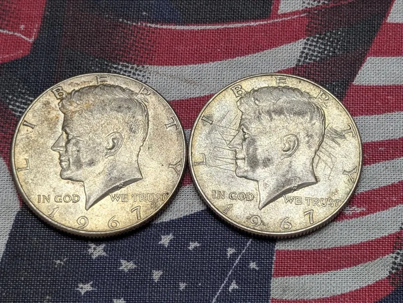 (2) 1967 Kennedy 40% Silver Half Dollars from auction in Greenville, Ohio