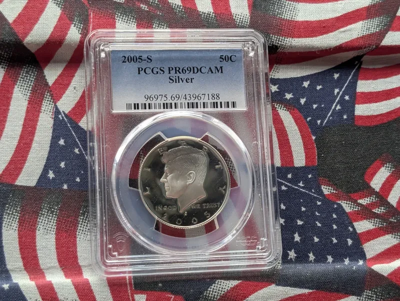 2005-S Kennedy 90% Silver Half Dollar PCGS PR69DCAM from auction in Greenville, Ohio