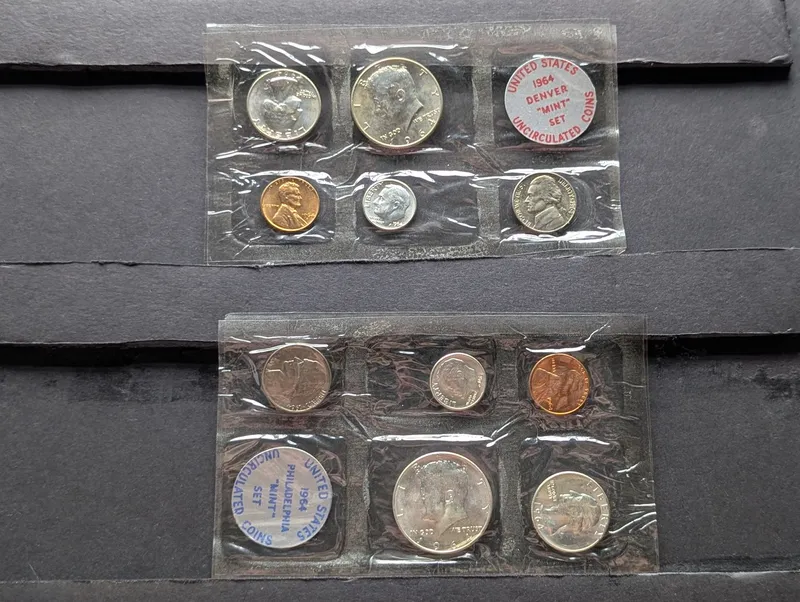 1964 P&D United States Uncirculated Mint Set, No Envelope - Includes (6) 90% Silver Coins from auction in Greenville, Ohio