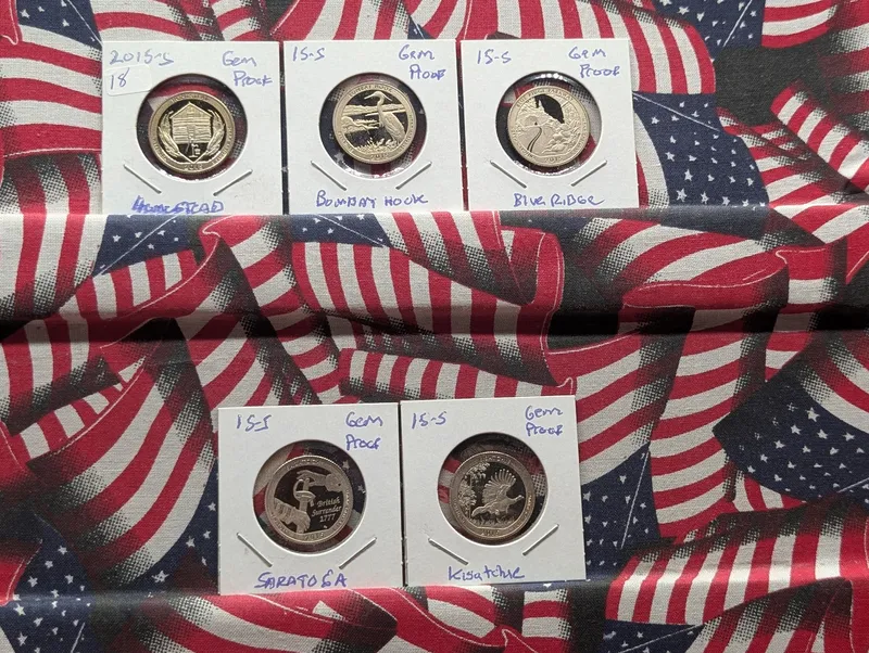 2015-S US America the Beautiful Quarters 5-Coin Set - Gem Proof from auction in Greenville, Ohio
