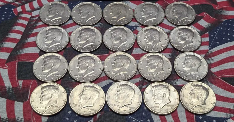 (9) 1972-D, (10) 1972-P, and (1) 1982-D Kennedy Half Dollars from auction in Greenville, Ohio