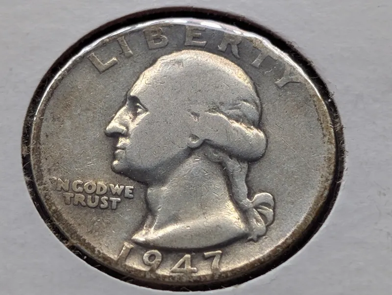 1947-P US Washington Quarter, 90% silver from auction in Greenville, Ohio