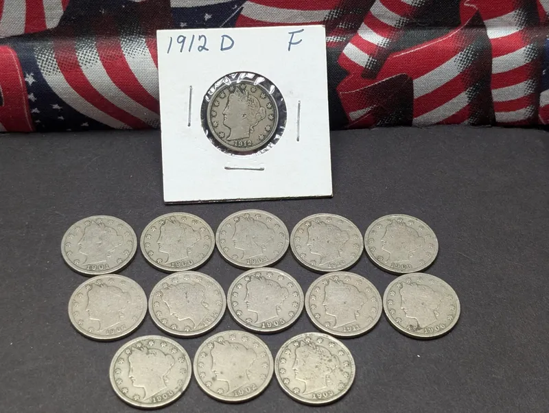 (14) US Liberty Head "V" Nickels - Dated 1900-1912 - Includes 1912-D from auction in Greenville, Ohio