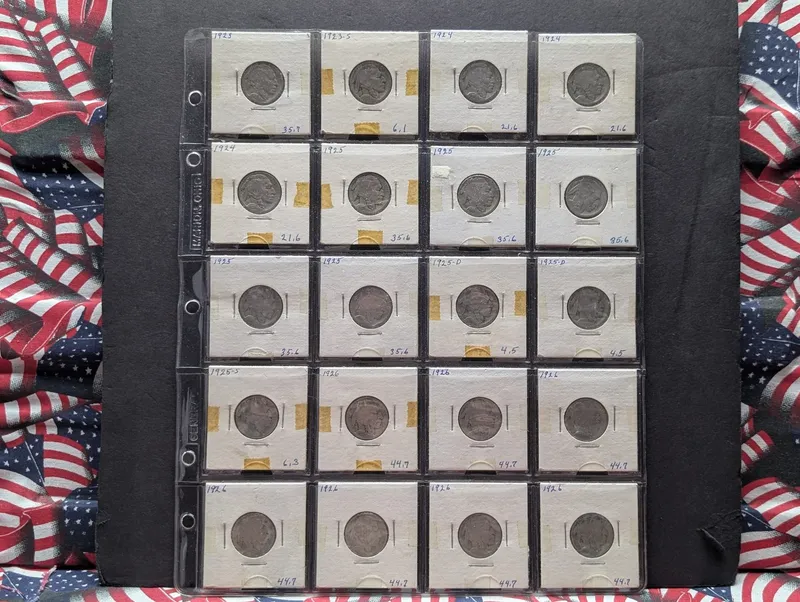 (20) 1923-1926 US Indian Head Buffalo Nickels - Including 1923-S, 1925-D, and 1925-S from auction in Greenville, Ohio