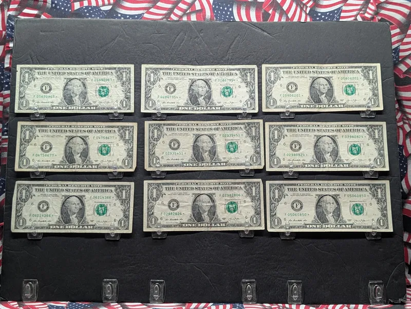 (9) 2013 Series US $1 Federal Reserve Star Notes - Issued in Georgia from auction in Greenville, Ohio