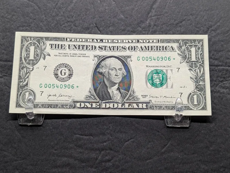 2017 Series US One Dollar Federal Reserve Note - Low Serial Number Star Note - Issued in Illinois from auction in Greenville, Ohio