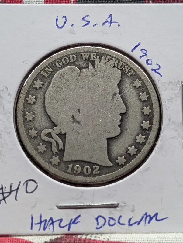 1902 Barber 90% Silver Half Dollar - 124 Years Old! from auction in Greenville, Ohio