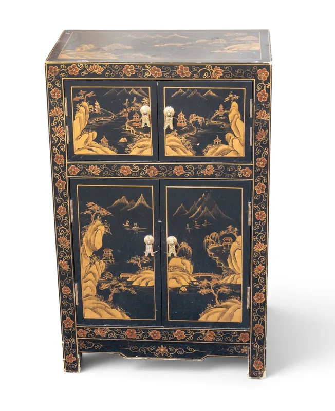 Vintage Asian Lacquered Cabinet from auction in York, Pennsylvania