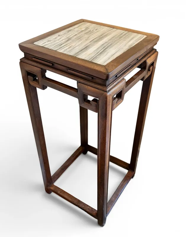 Chinese Hardwood Square Pedestal Table from auction in York, Pennsylvania
