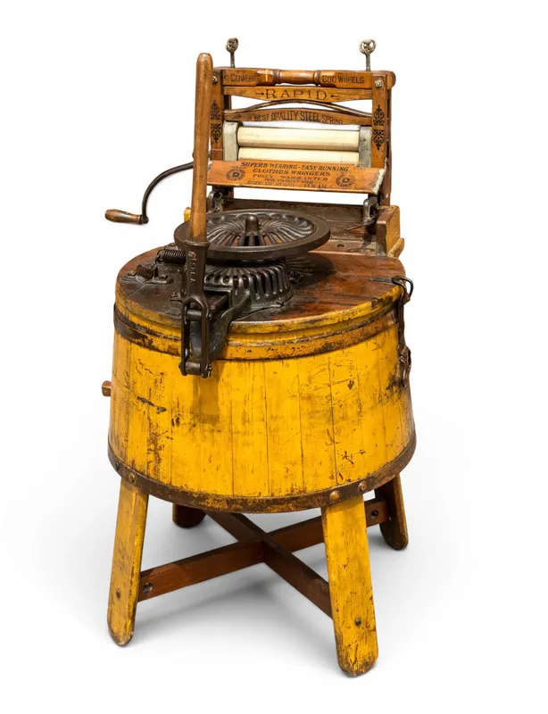 Antique Hand-Crank Barrel Washing Machine from auction in York, Pennsylvania