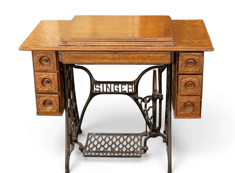 Singer Treadle Sewing Machine in Cabinet from auction in York, Pennsylvania
