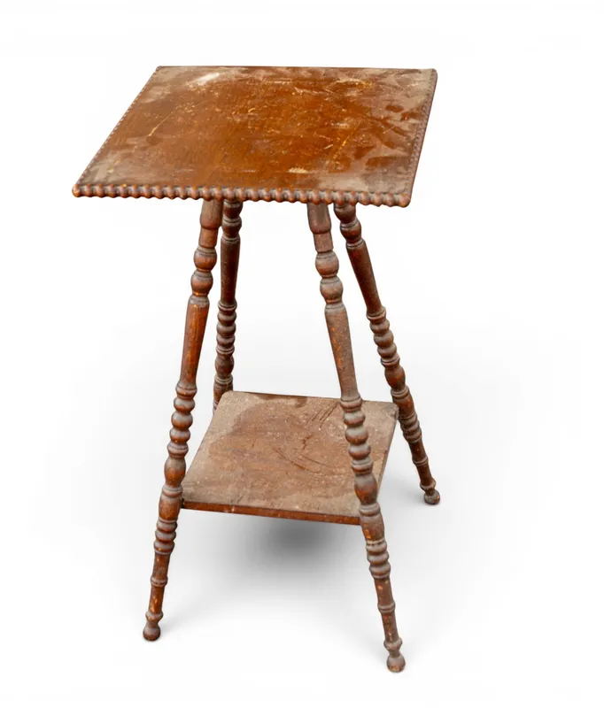 Antique Two-Tier Splay Turned Leg Table from auction in York, Pennsylvania