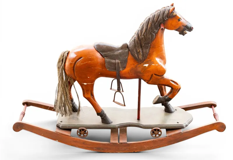 Antique Rocking Horse with Saddle from auction in York, Pennsylvania