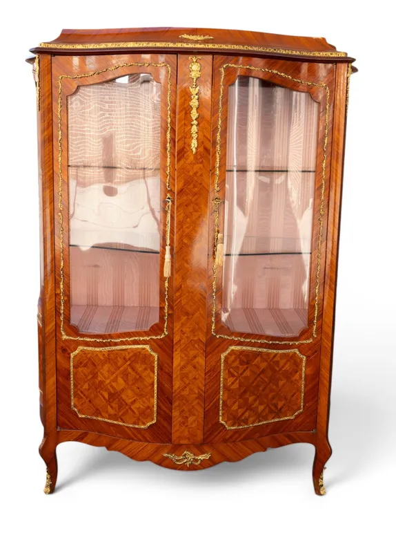 French Vitrine Cabinet w/ Marquetry Inlay from auction in York, Pennsylvania