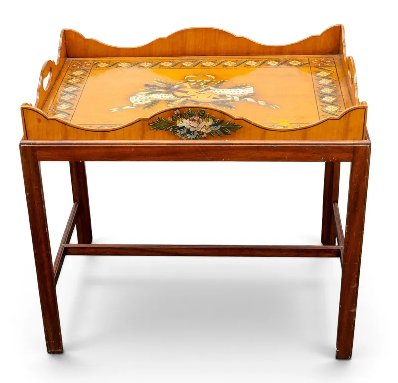 Edwardian-Style Painted Satinwood Tray Table from auction in York, Pennsylvania