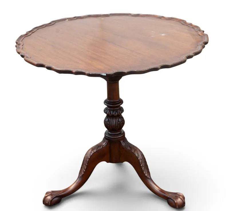 Tilt-Top Pie Crust Table w/ Birdcage from auction in York, Pennsylvania