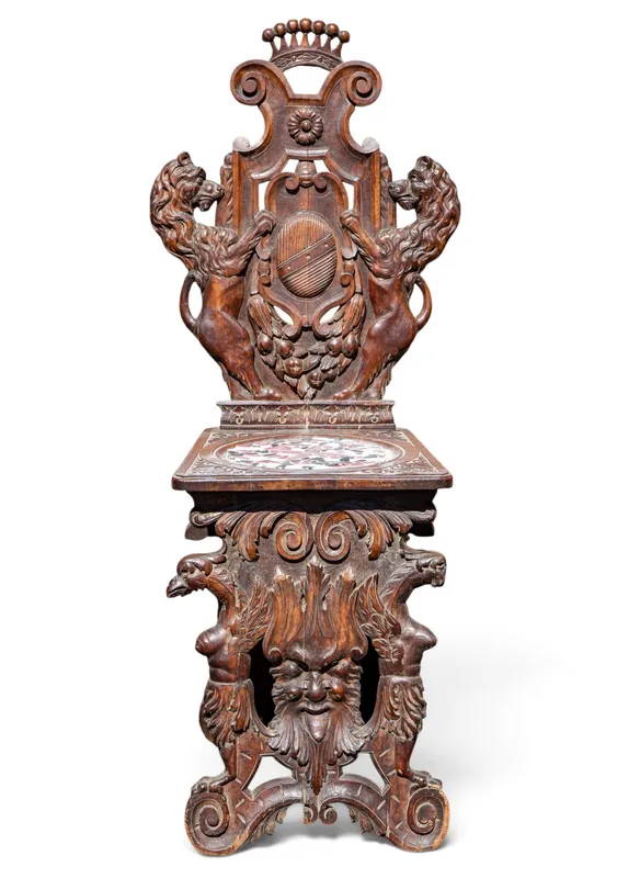 Italian Renaissance Revival Sgabello Chair from auction in York, Pennsylvania