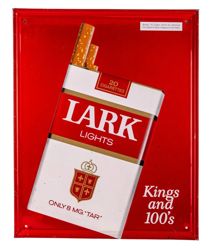 Lark Lights Metal Advertising Sign from auction in York, Pennsylvania
