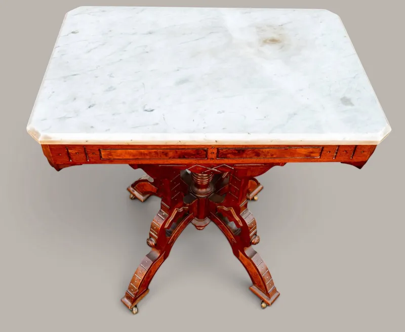 Victorian Walnut Parlor Table w/ Marble Top from auction in York, Pennsylvania