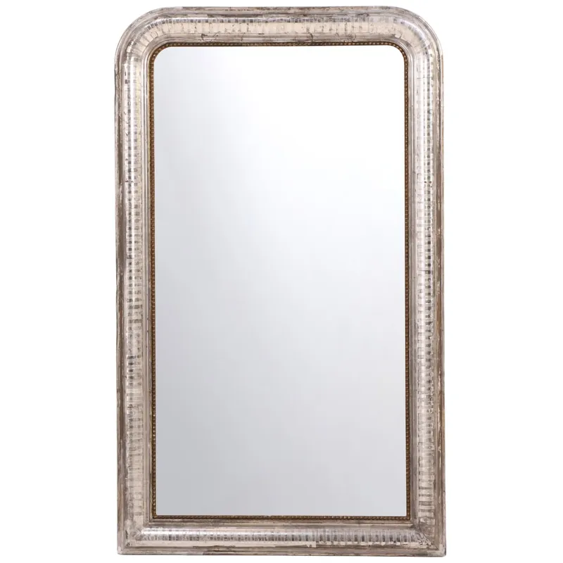 FRENCH LOUIS PHILIPPE SILVER GILTWOOD MIRROR C 1870. from auction in Philadelphia, Pennsylvania