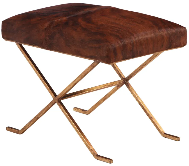 GILT IRON AND COW HIDE STOOL IN THE MANNER OF JEAN-MICHEL FRANK. from auction in Philadelphia, Pennsylvania