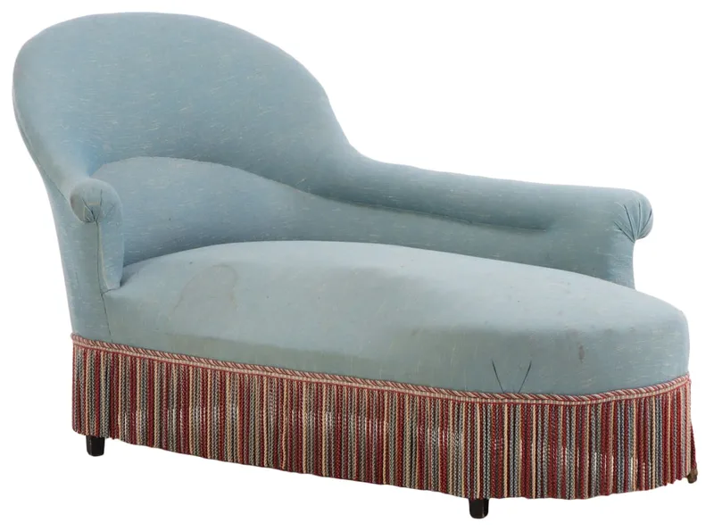 FRENCH NAPOLEON III UPHOLSTERED CHAISE LOUNGE C 1870. from auction in Philadelphia, Pennsylvania
