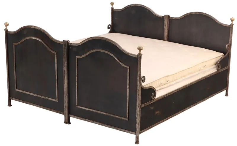 FRENCH IRON AND BRASS BED C 1860. BED CAN BE USED AS A KING  ( AS SHOWN)  OR SPLIT INTO A PAIR OF from auction in Philadelphia, Pennsylvania