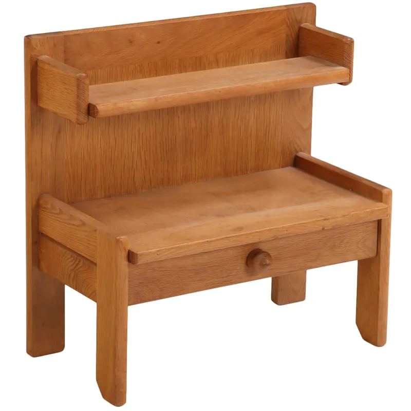 FRENCH OAK NIGHT STAND HAVING A SINGLE DRAWER BY GUILLERME AND CHAMBRON C 1970. from auction in Philadelphia, Pennsylvania
