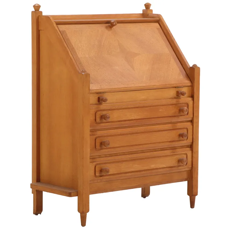 FRENCH MID CENTURY GUILLERME ET CHAMBRON DROP FRONT DESK C 1950 SOLID OAK from auction in Philadelphia, Pennsylvania