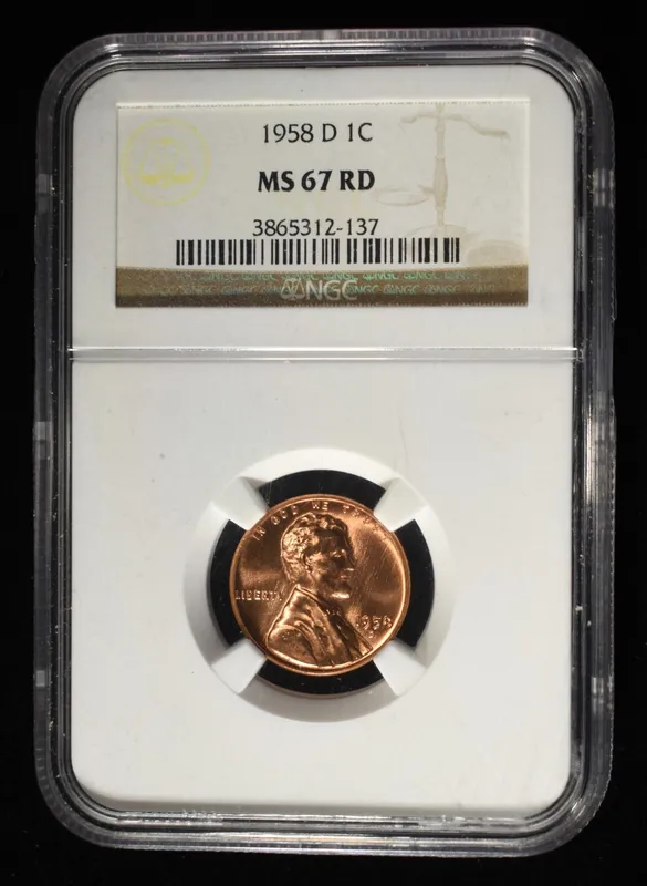 1958-D WHEAT CENT NGC MS67 RD from auction in Findlay, Ohio