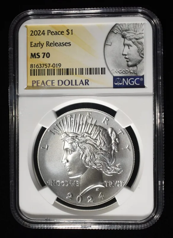 2024 PEACE DOLLAR NGC MS70 EARLY RELEASES from auction in Findlay, Ohio
