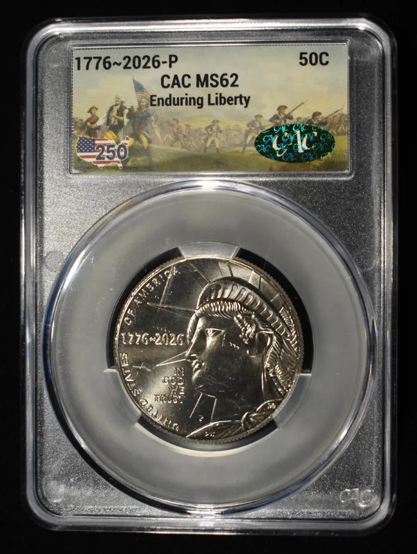 1776-2026-P 50C ENDURING LIBERTY CAC MS62 from auction in Findlay, Ohio