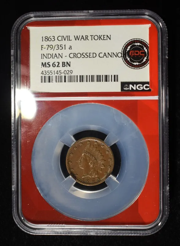 1863 CIVIL WAR TOKEN NGC MS62 BN from auction in Findlay, Ohio