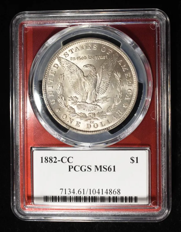 1882-CC MORGAN DOLLAR PCGS MS61 from auction in Findlay, Ohio