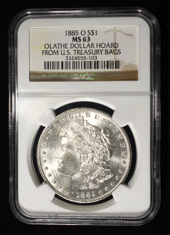 1885-O MORGAN DOLLAR NGC MS-63 OLATHE HOARD from auction in Findlay, Ohio