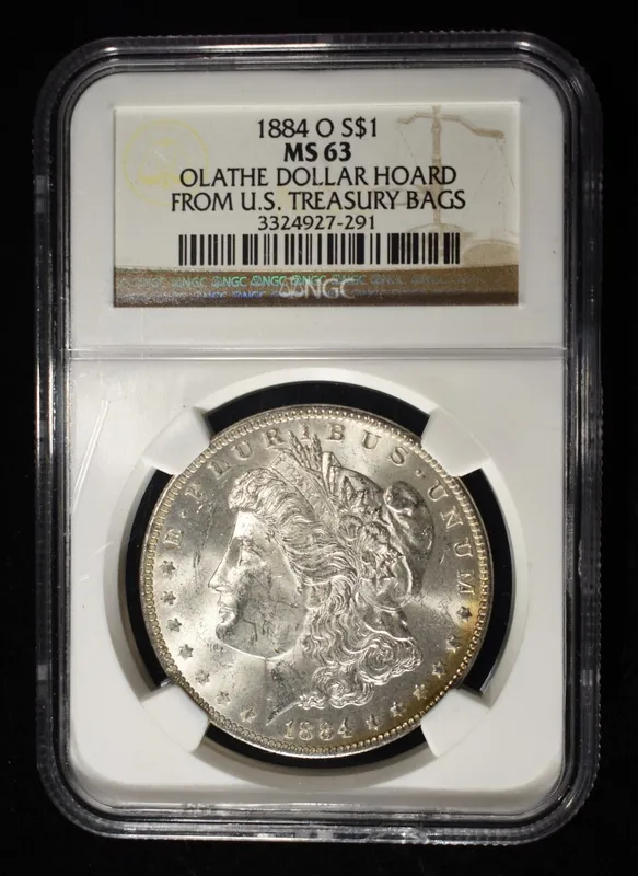 1884-O MORGAN DOLLAR NGC MS-63 OLATHE HOARD from auction in Findlay, Ohio
