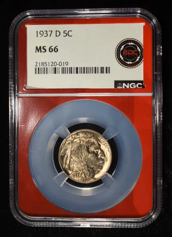 1937-D BUFFALO NICKEL NGC MS66 from auction in Findlay, Ohio