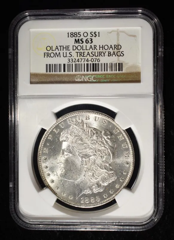 1885-O MORGAN DOLLAR NGC MS-63 OLATHE HOARD from auction in Findlay, Ohio