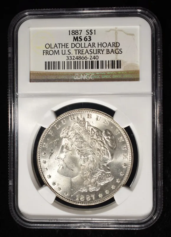 1887 MORGAN DOLLAR NGC MS-63 OLATHE HOARD from auction in Findlay, Ohio