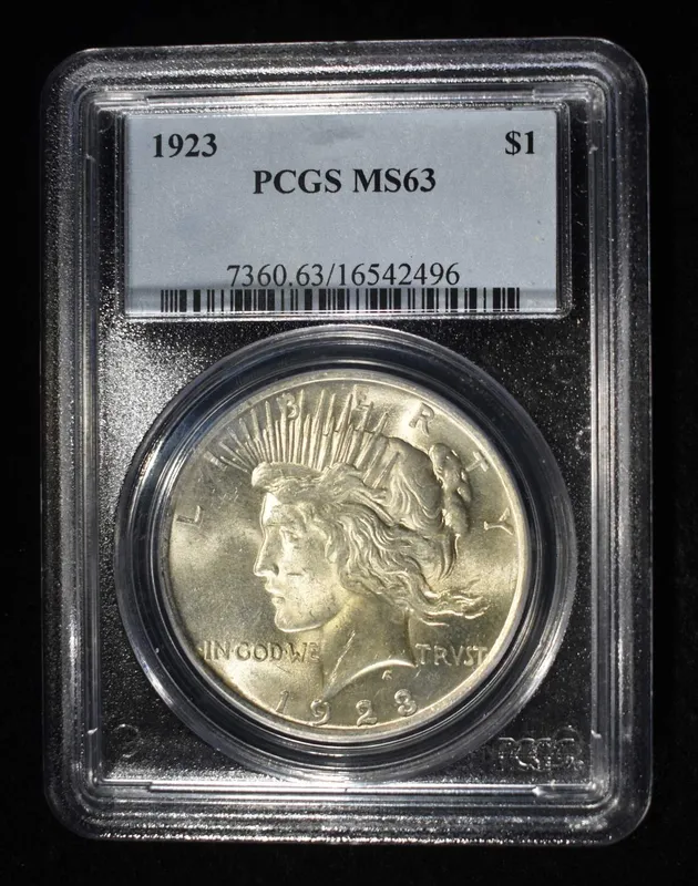 1923 PEACE DOLLAR PCGS MS63 from auction in Findlay, Ohio