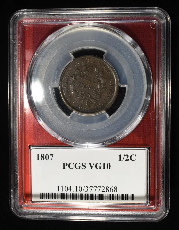 1807 1/2 CENT PCGS VG-10 from auction in Findlay, Ohio